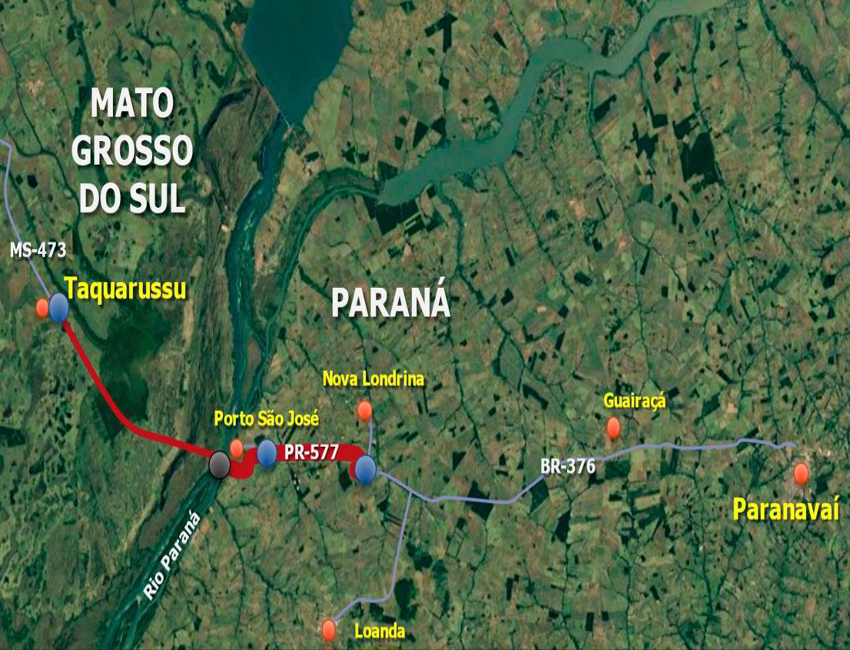 DER/PR divulga vencedora da licitação para estudos da nova ponte Paraná-Mato Grosso do Sul.